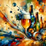 DALL·E 2023-11-12 16.42.05 - A modern art painting depicting the theme of beer. The artwork should embrace a contemporary style, using abstract or impressionistic techniques. The .png